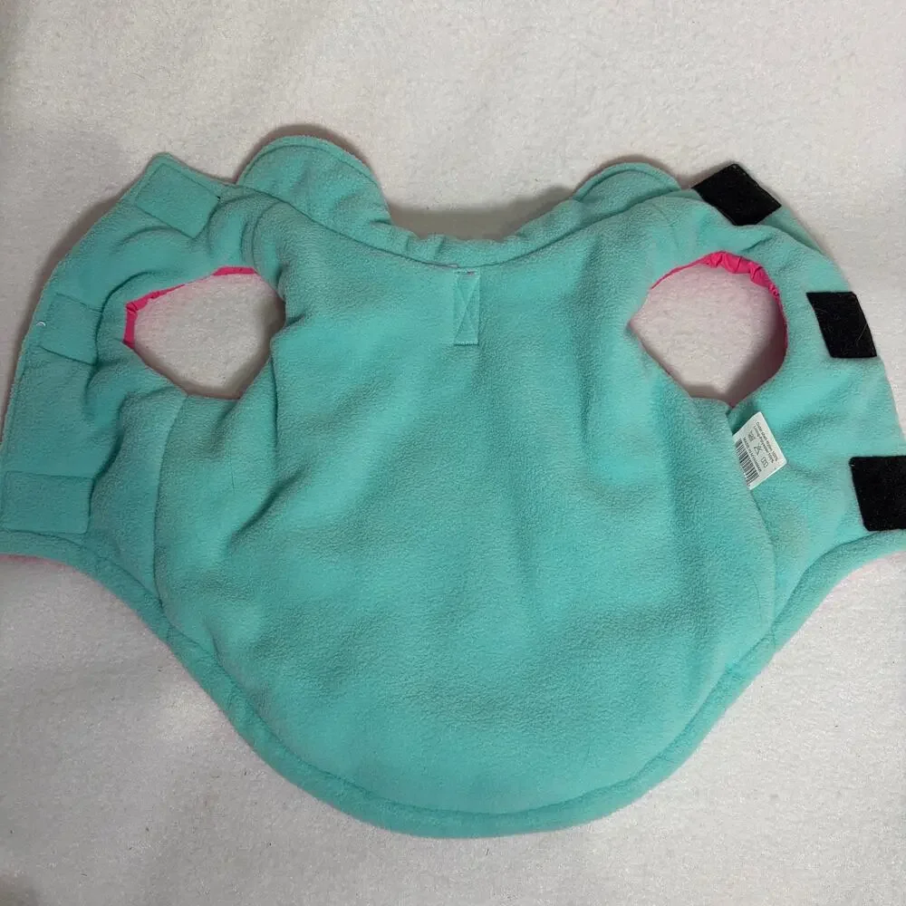 Dog Winter Coat Jacket Vest Fleece Lined Insulated Size Medium Pink Green